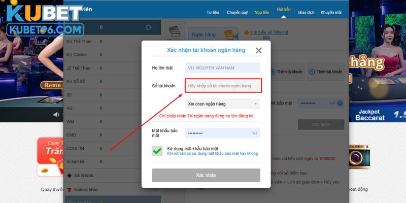 Giao dịch lấy vốn qua tài khoản ngân hàng